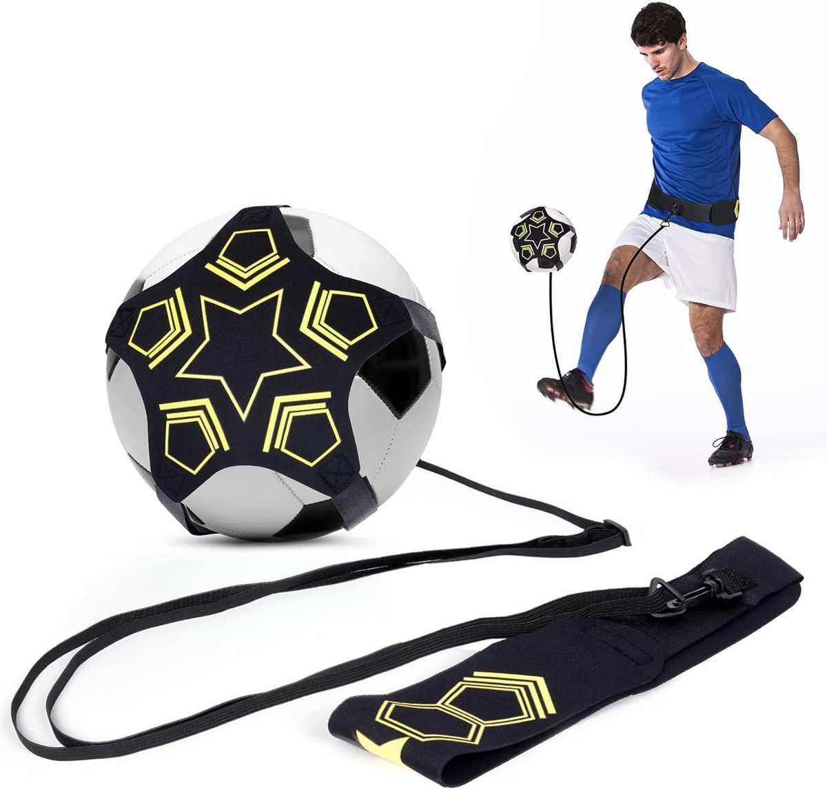 Voetbal Spullen - Voetbaltrainingsriem - voetbaltraptrainer - Verstelbare Voetbal Schoppen Riem - Voetbal trainingsmateriaal - Schoppen Trainingsuitrusting - kickball trainer - solotrainingshulpmiddel - Football Training Equipment - 1 Pack