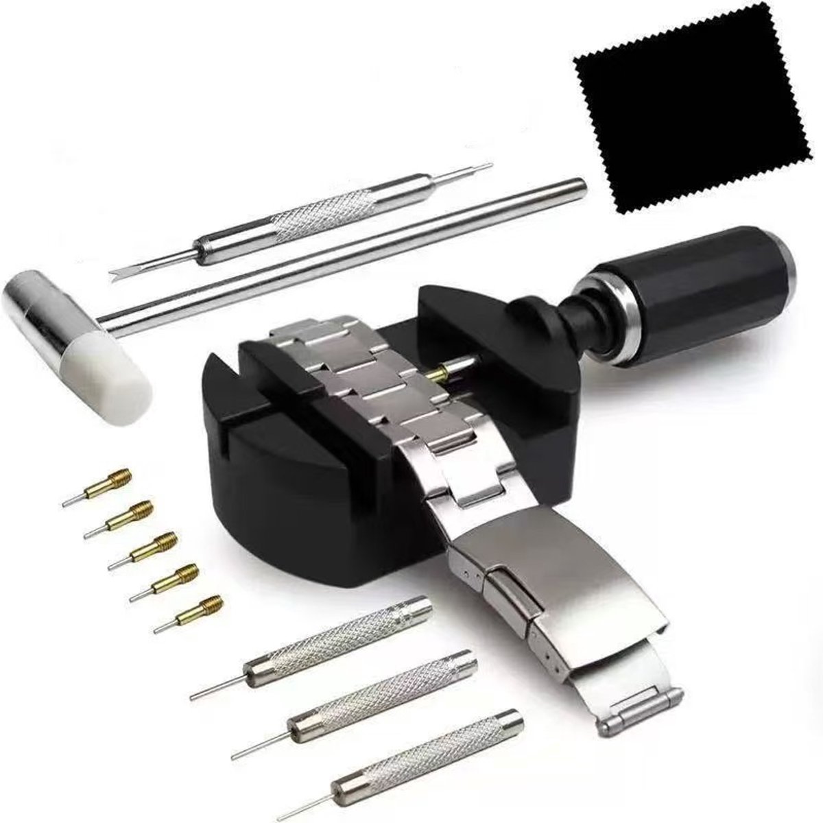 Horlogereparatieset - horlogebandversteller, demontagegereedschap Geschikt voor horloges, horlogebandreparatieset - zwart