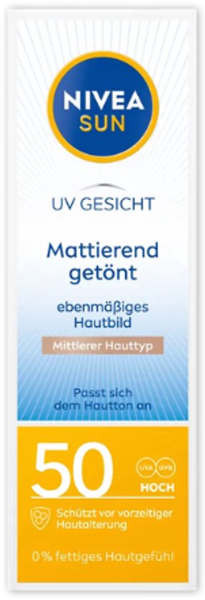 NIVEA SUN UV Gezicht BB Cream SPF50 – Getinte Zonnebrandcrème voor Gezicht – 50 ml