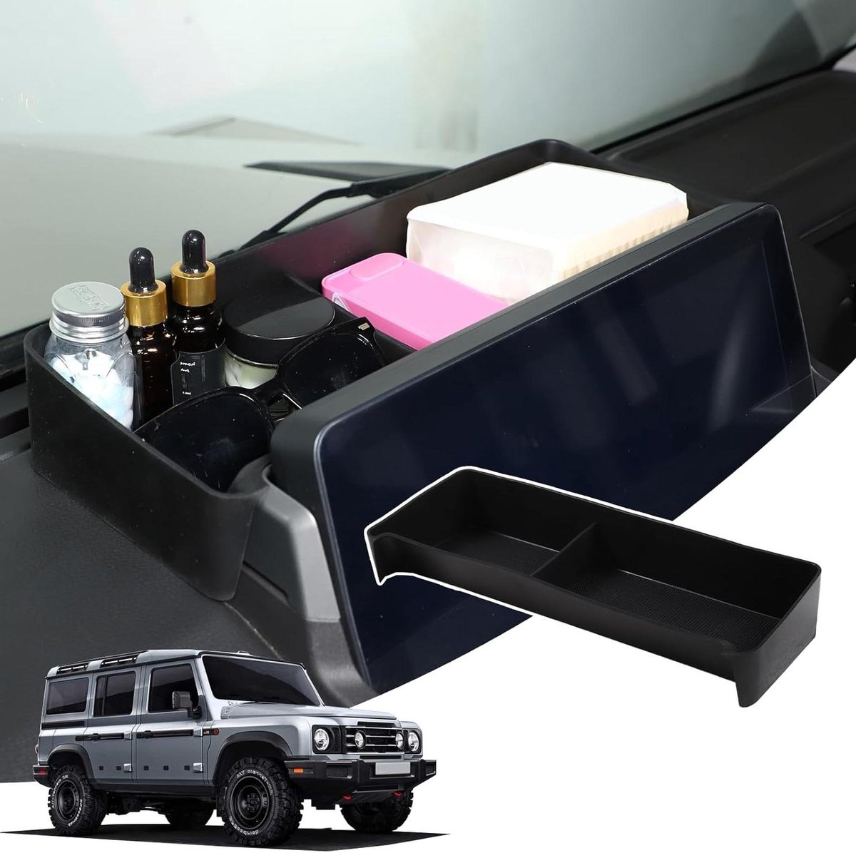 Opberglade Insert - Dashboard Organizer - Auto Interieur - Antislip Siliconen - 45 cm - Zwart