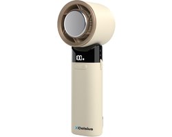 XCelsius® Handventilator – Draagbare Mini Ventilator Opvouwbaar – Oplaadbaar met USB-C – 0% tot 100% traploos instelbaar – Met Instant Koelplaat – Beige/Crème