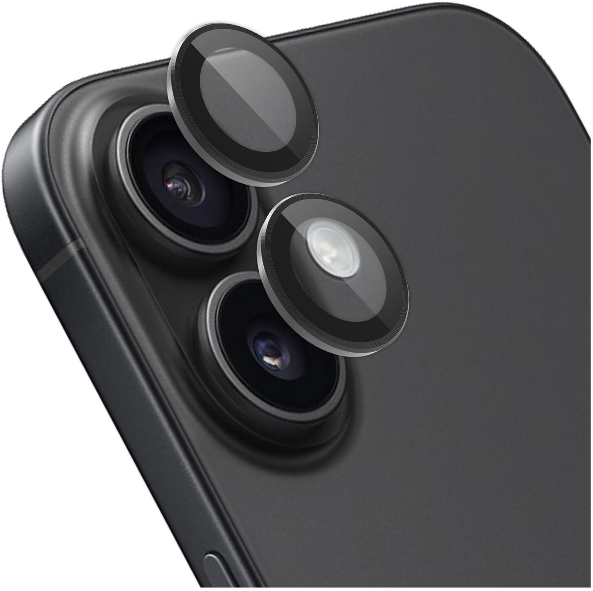 Rosso Camera Frame Protector Geschikt voor Apple iPhone 17 - Case Friendly - 9H Tempered Glass voor Cameralens - Gemakkelijke Installatie met Tray - Zwart