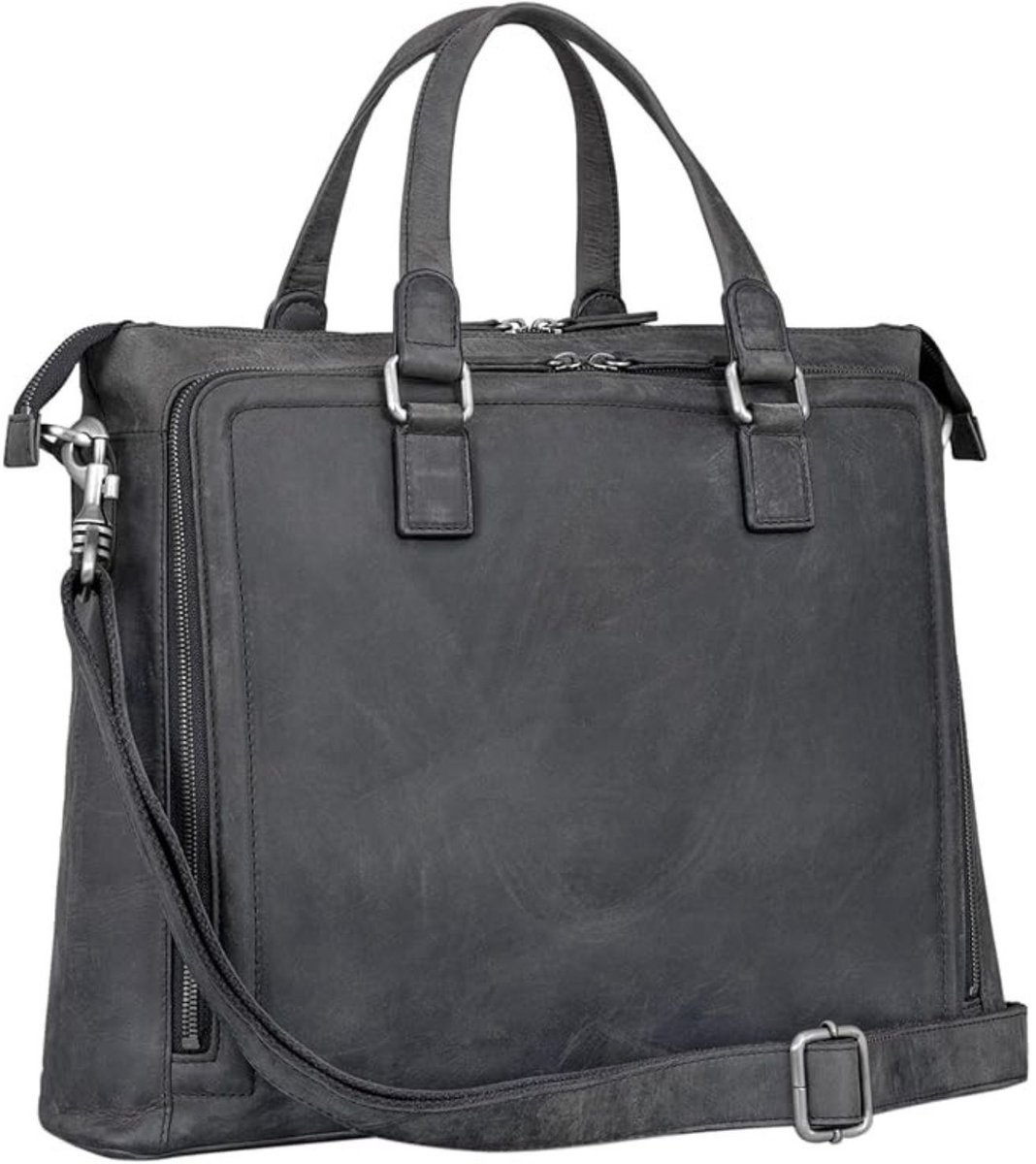 Leren Laptoptas - Laptoptas - Leren Tas - Luxe Leren Laptoptas - Werktas - Schoudertas - Business Tas - Leren Business Tas - 15 inch - Grijs - van Imperatoris