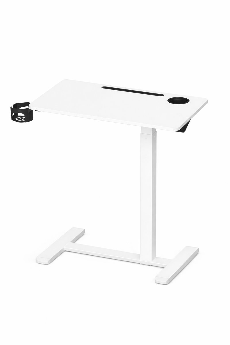 Sello! bijzettafel op wielen – bank – banktafel – bed – telefoonhouder – bekerhouder – in hoogte verstelbaar tussen 65/102 cm Wit