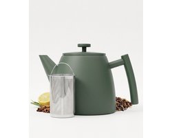 Vaja® Theepot Juliette Groen - Theepot - Theepot met filter - Theekan - Theepot Dubbelwandig - RVS Theekan - 1 Liter