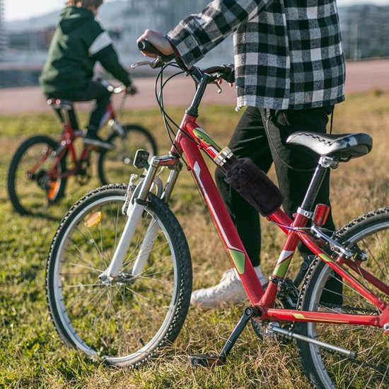 Bidonhouder Fiets - met Mesh Zakken Telefoon - fietsopbergtas - Flessenhouder - Bekerhouder - met Klittenband - voor Racefiets, Mountainbike, Kinderwagen en Buggy - Zwart — afbeelding 3