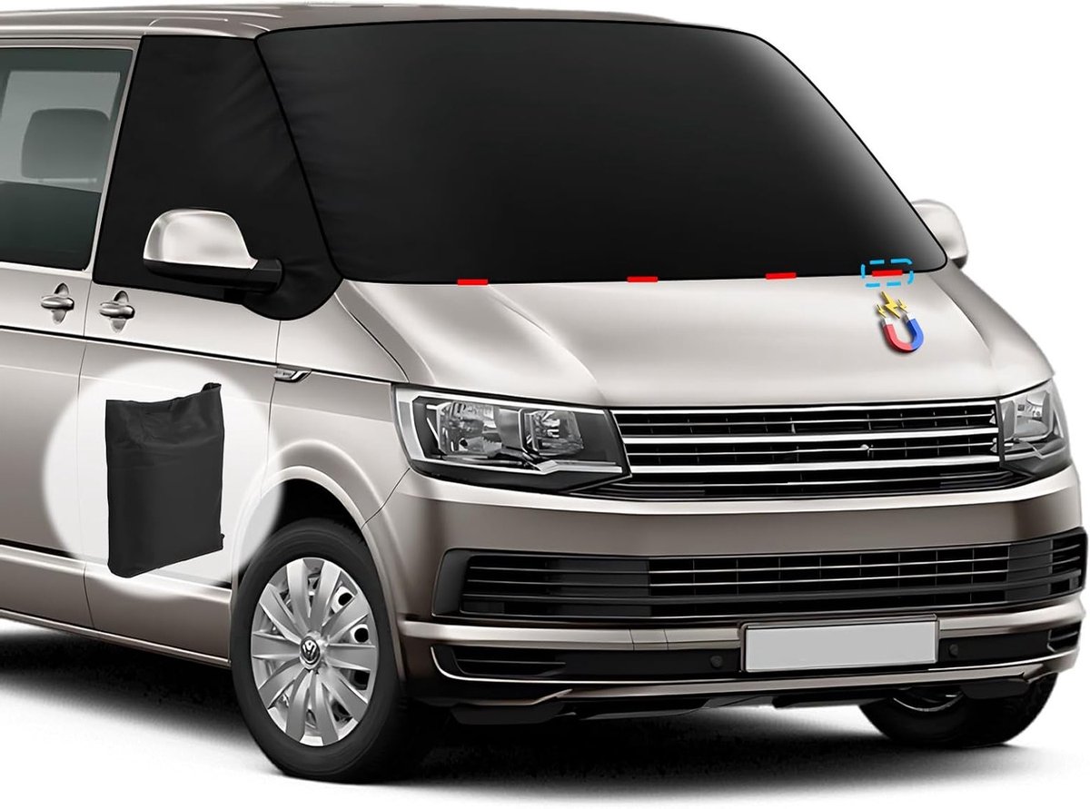 Windscreen Cover voor Volkswagen T5 T6 van 600D Oxford, Waterdicht, UV-Bescherming, IJs- en Stofbestendig, All-Weather Bescherming