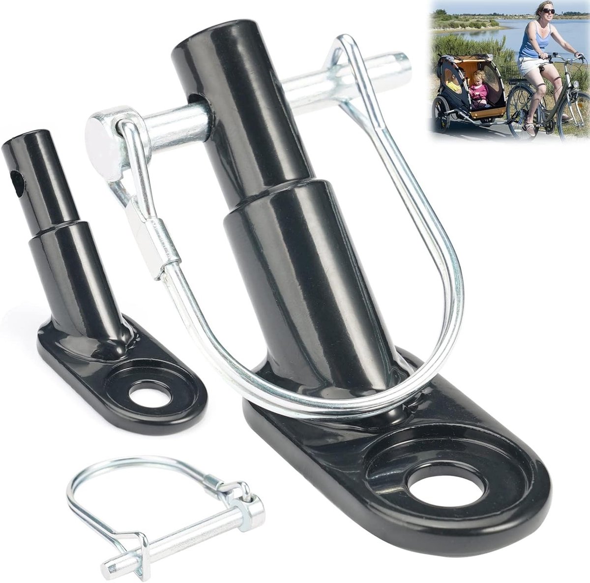 Haal het beste uit je fietstrailer met deze handige trekhaak, ideaal voor kinderwagens, honden trailers en fietsaccessoires.