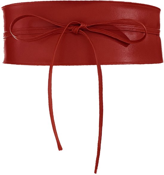 Obi-riem voor dames, brede obi-riem, polyurethaan kunstleer, hoge kwaliteit, Rood