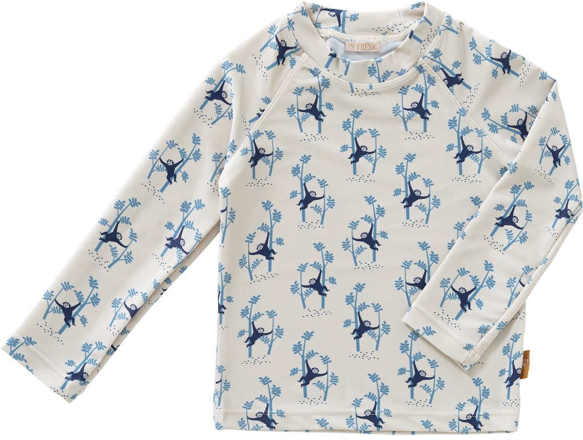 Fresk Zwemshirt 86 - Sneldrogende Zwemkleding voor Kinderen - UPF 50 - Zwemshirt voor Jongens - Zwempak met Lange Mouwen - Creme - Monkey