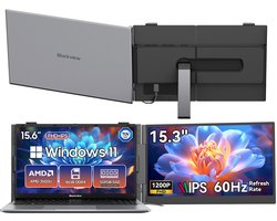 Blackview AceBook 6 Laptop 15,6 inch Full HD - 16 GB RAM - 256 GB SSD AMD Ryzen 5 3500U + SCM8 15,3" Draagbare Monitor Combinatiepakket, FHD+ IPS Scherm, 100% sRGB, Dual-band WiFi, Plug & Play, (Grijs)
