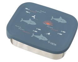 Fresk Boîte à déjeuner pour enfants - Boîte à déjeuner - Boîte à tartines pour fille - Acier inoxydable - 2 compartiments - Bleu - Shark