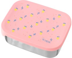 Fresk Lunchbox voor kinderen – Brooddoos – Broodtrommel Meisje – RVS – 2 vakken - Roze - Summer Fruit