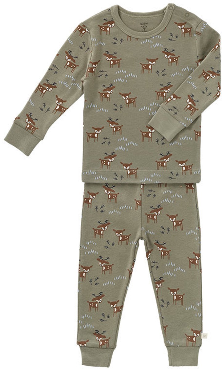 Fresk Pyjama voor Kinderen 98 (3 yr) - Pyjama Jongens - Biologisch Katoen - Groen - Deer Olive