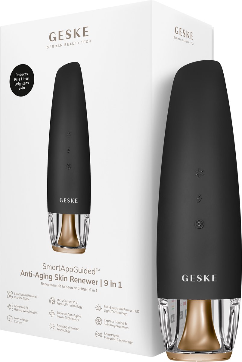GESKE SmartAppGuided™ Anti-Aging Skin Renewer | 9 in 1 | Geavanceerde Anti-Aging | Microstroom Face-Lift | Radiofrequentie Huidverstrakking | Huidvernieuwing met Full-Spectrum LED-licht