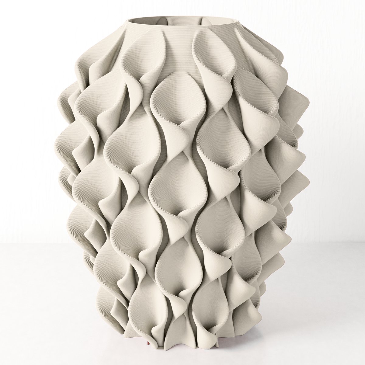 Fleuriek vaas STERRE - Beige H26 cm - Bijzondere designvaas met golvend reliëf - Unieke blikvanger voor tafel of dressoir - Voor zijdebloemen of droogbloemen