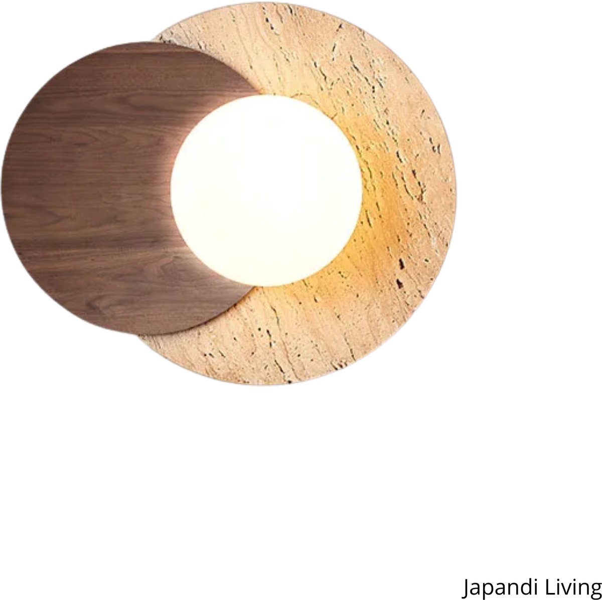 Japandi Living - Wandlamp - Wandlampen - Binnen - Slaapkamer - Lamp - Japandi - Minimalistisch - Rond - 30x25cm - Beige/bruin