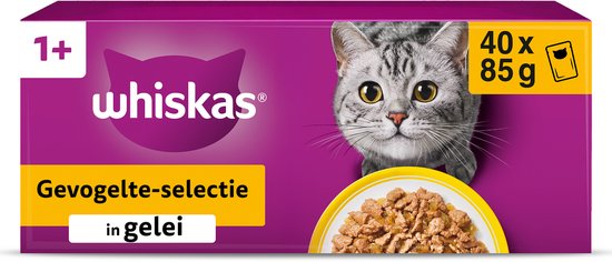 Whiskas Kattenvoer - Adult 1+ - Gevogelte in gelei - 40x85g