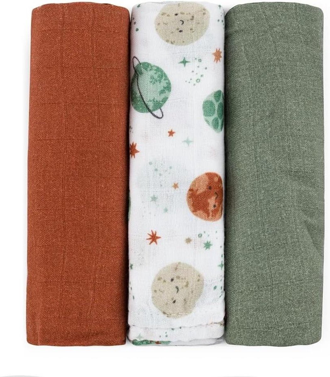 Bamboe Mousseline Luiers - Spuugdoek Boerendoek - Baby Verzorging - Hypoallergeen Ademend - 68 x 68 cm - Hemelse Planeten