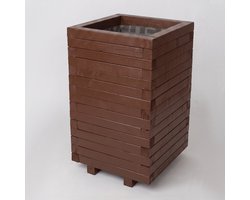 AMISHOUT - Hoge vierkante houten plantenbak 44x44x72 cm - bruin | bloembak buiten