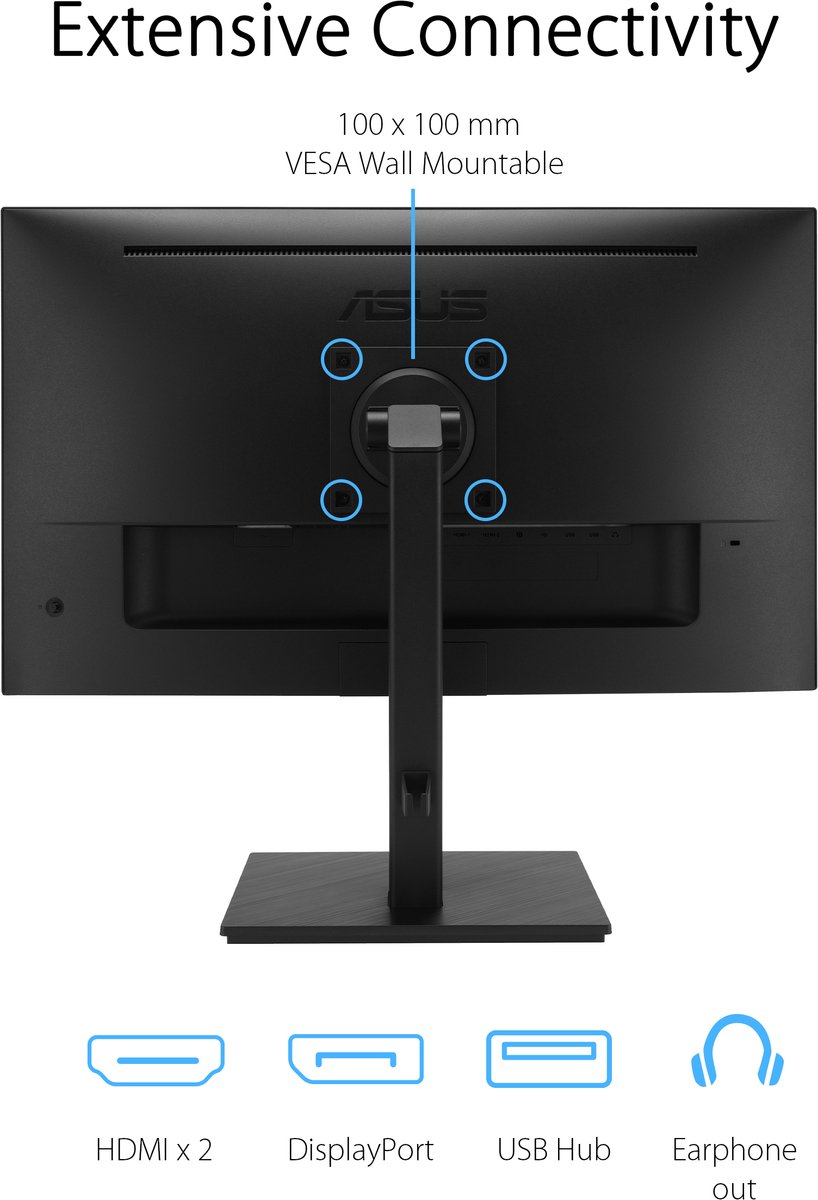 ASUS VA27UQSB - 4K UHD Business Creative Monitor - USB Hub - Speakers - EPEAT Gold - 27 inch thumbnail 4