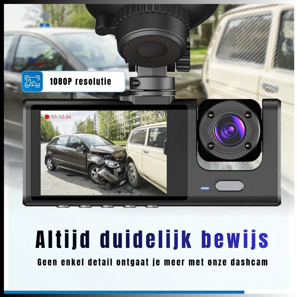Aurixi® Dashcam voor Auto voor en Achter - Achter Draadloos - HD Night Vision - Zwart- 10cm x 30cm x 5cm – foto 2