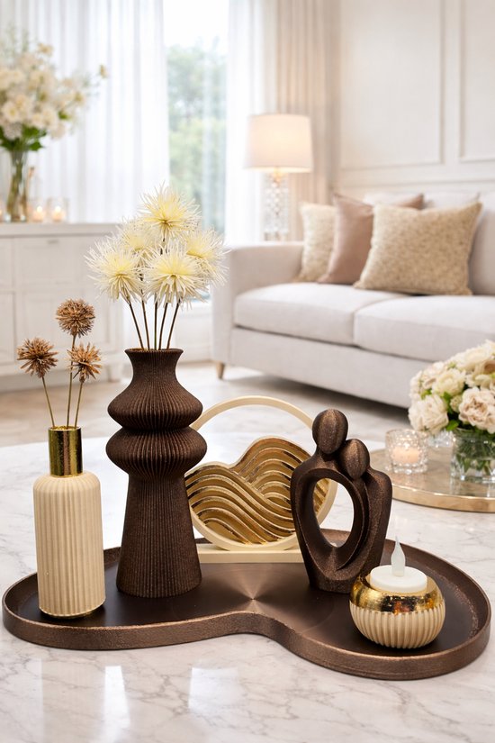 Chamada decoratief dienblad leren tray vierkant Noa beige M » CHE Interiors
