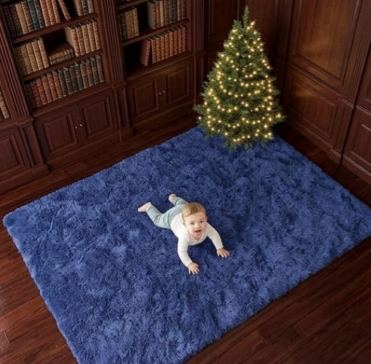 Hoogpolig Vloerkleed 120x160 cm Marineblauw Pluizig Wasbaar – Shaggy Tapijt met Antislip Onderkant – Zacht Comfort Kleed voor Woonkamer Slaapkamer Kinderkamer – Urbanhome