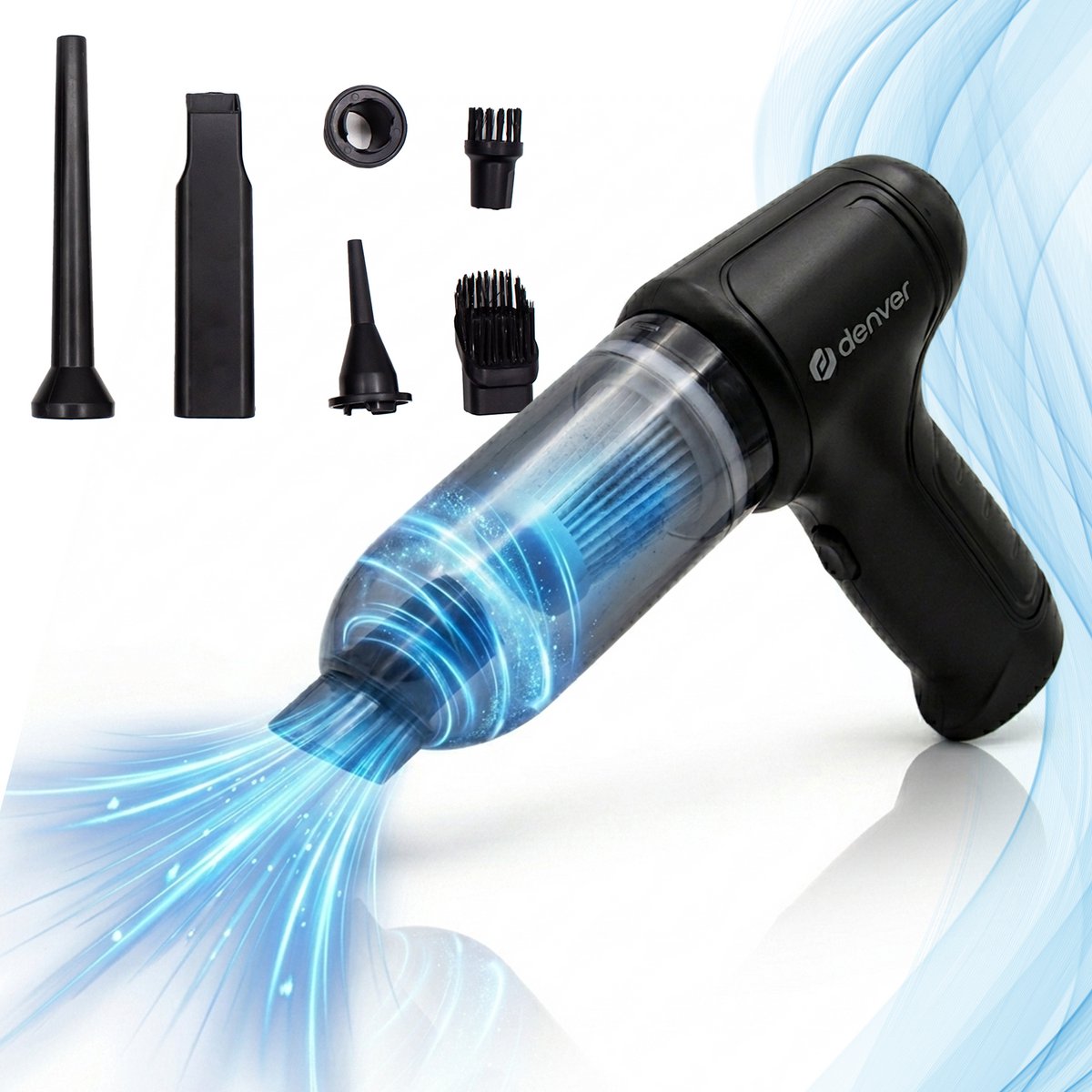 Denver Stofzuiger - Kruimeldief - Auto stofzuiger - Air Duster - 6 opzetstukken - Zuigen en blazen - Handstofzuiger - Stofreiniger - HVC45 — afbeelding 1