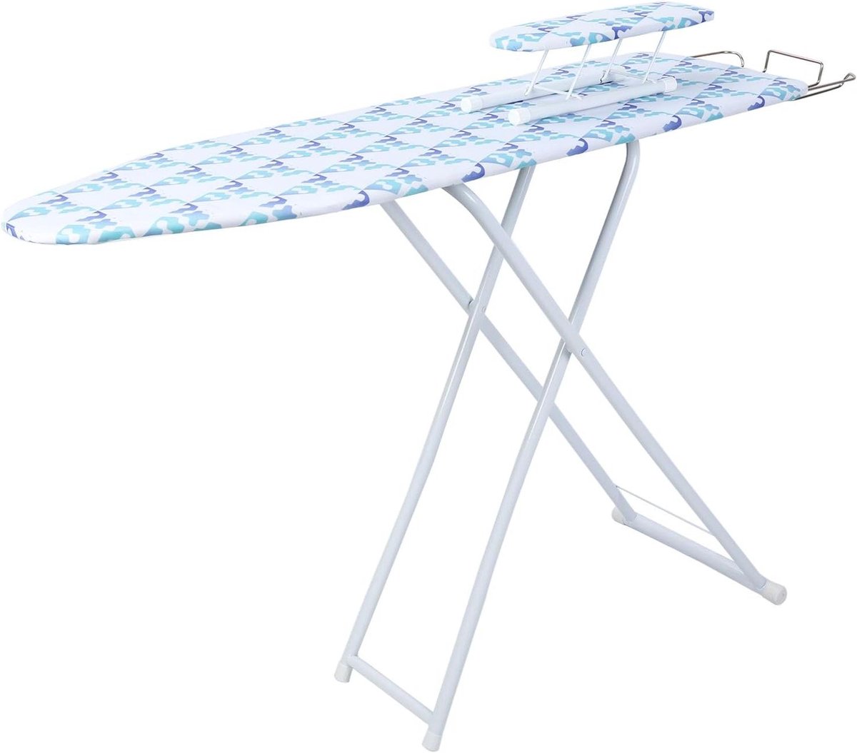 Strijkplank - Strijktafel - Kreukvrij strijken - In hoogte verstelbaar - 107 cm lang - Blauw