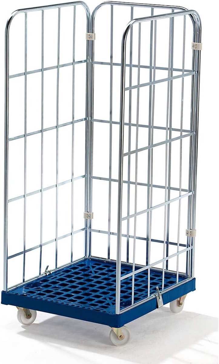 Rolcontainer - Opslagwagen - Materiaal Transport - 3-zijdig - 724 x 815 mm - Blauw