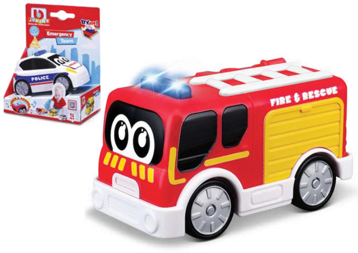 BB Junior Emergency Team Fire Truck - Licht en Geluid - 4 inch - Rood/wit/geel