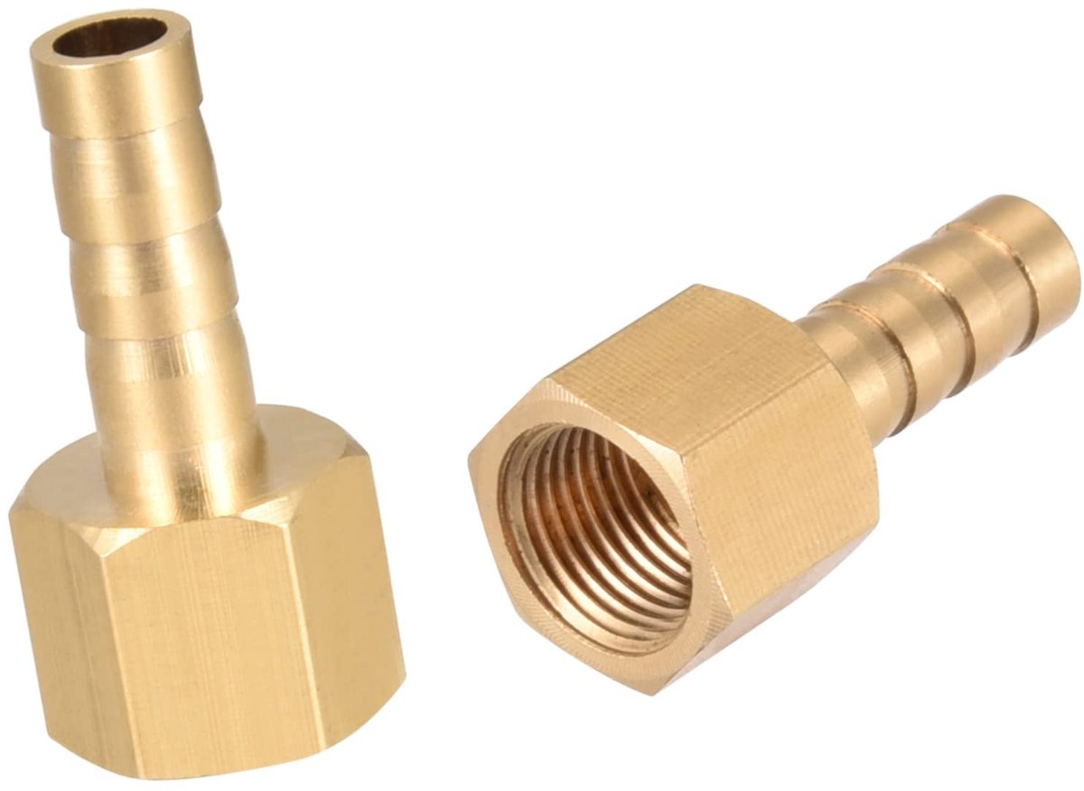Dailygoods- Slangnippel Messing - Slangaansluiting met Weerhaak - Aansluitstuk 6 mm - Corrosiebestendig - Temperatuurbereik - Geschikt voor Lucht/Water/Olie
