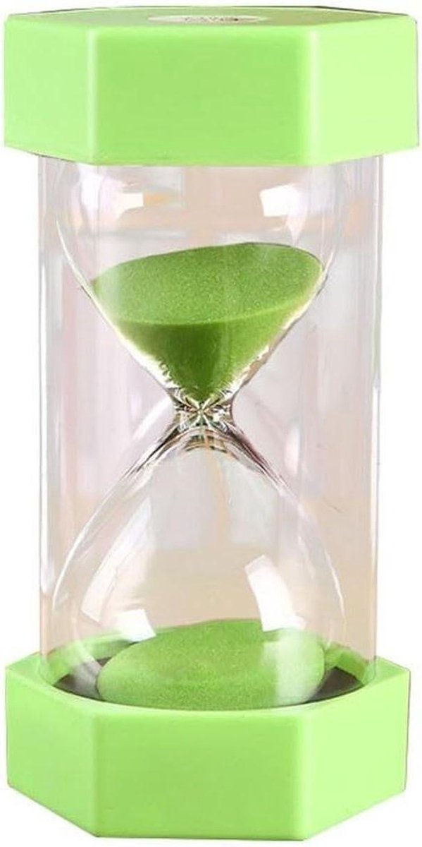 5 minuten zandloper zandloper plastic zeshoekige basis decoratieve klok voor kinderen thuiskantoor klaslokaal studie-games-ontspanning (groen, 5 minuten)