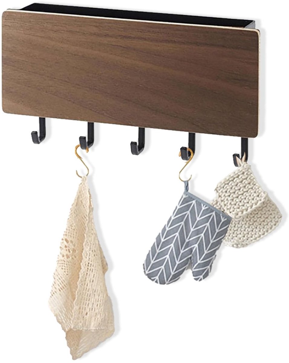 Dailygoods- Sleutelhouder Wandgemonteerd - Sleutelrek met Mail Organizer - Decoratieve Sleutelhouder - Eenvoudige Installatie - Walnoot Hout Kleur - Sleutels Organisatie