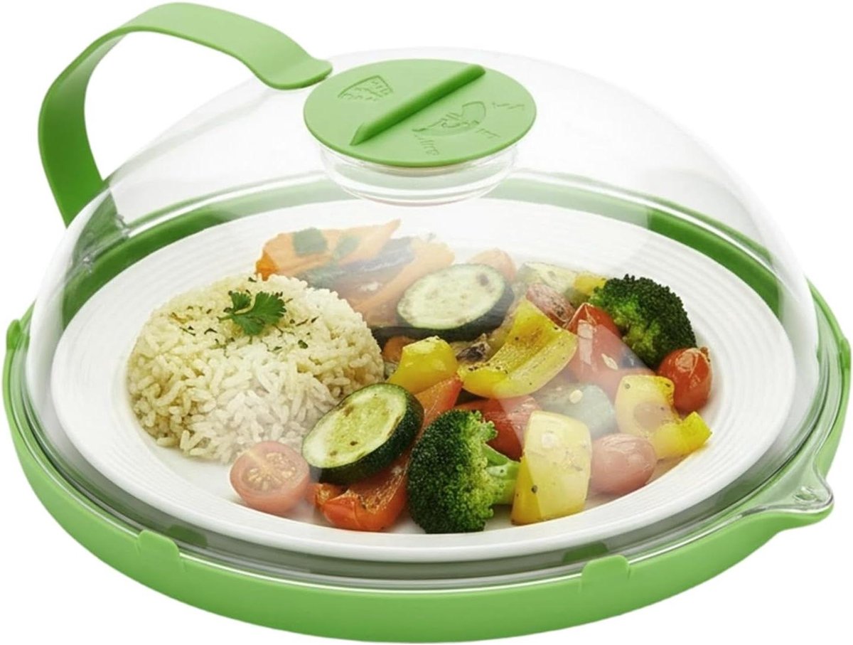 Magnetron deksel Magnetronhoes Spatdeksel Voedsel opwarmen Vocht vasthoudend 27 x 11 cm Groen