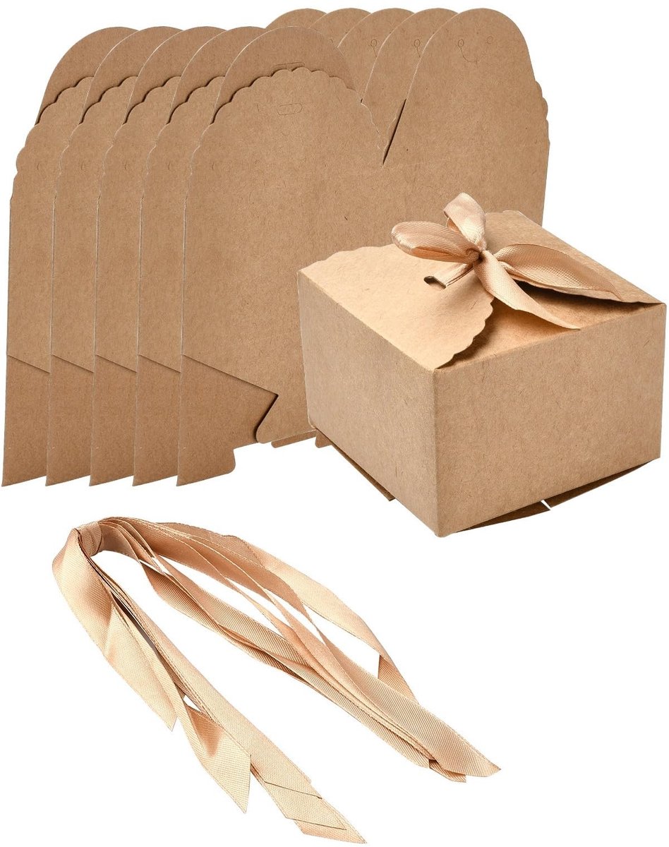 Dailygoods- Geschenkdozen 24 stuks - Bruine Kraftpapier Dozen - Verpakkingsmateriaal - Papieren Dozen - Verjaardag/Bruiloft - Afmetingen 9x9x6 cm - Verpakkingsdozen