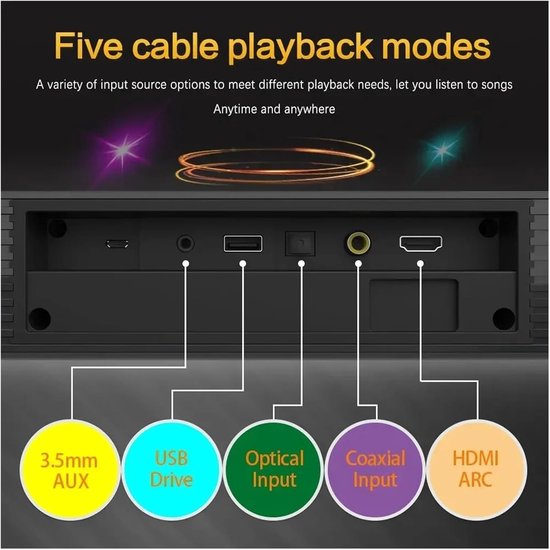 Draadloze Soundbar - Home Cinema - Films Muziek Games - Bluetooth 5.0 Connectiviteit - 10W x 4 Vermogen - Zwart — afbeelding 2