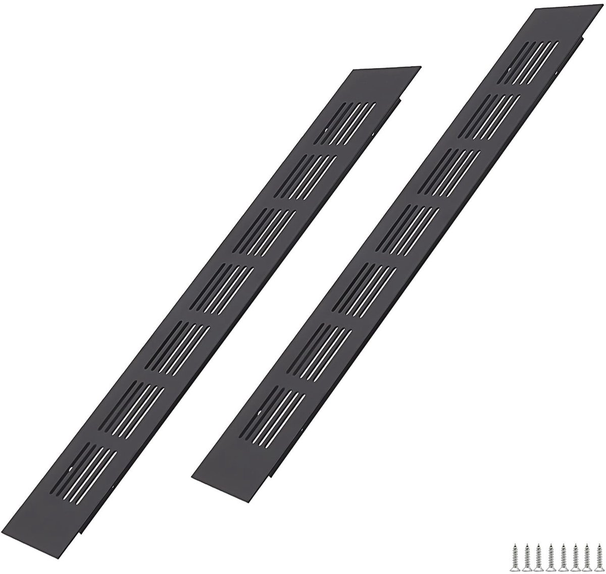 Dailygoods- Ventilatierooster 300x50mm - 2 stuks - Aluminium - Zwart - Eenvoudige montage - Verbeterde luchtcirculatie - Ontluchtingsrooster