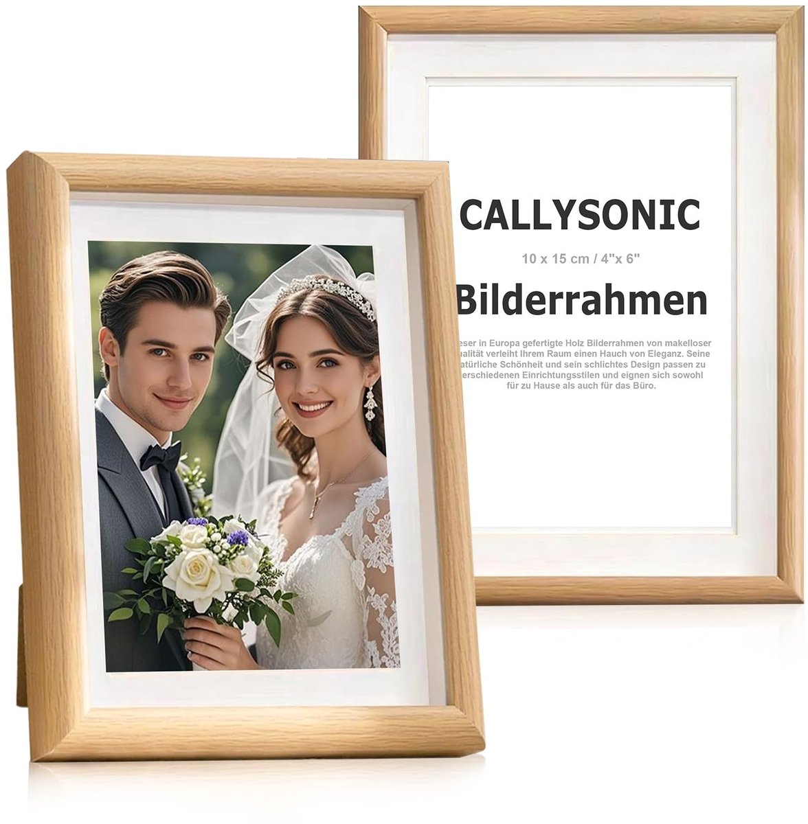 Dailygoods- Fotolijst Eikenhout 10 x 15 cm - Onbreekbaar Acrylglas - Wand/Tafelplaatsing - Natuurlijke Houtkleur - Robuust en Duurzaam - Lijst