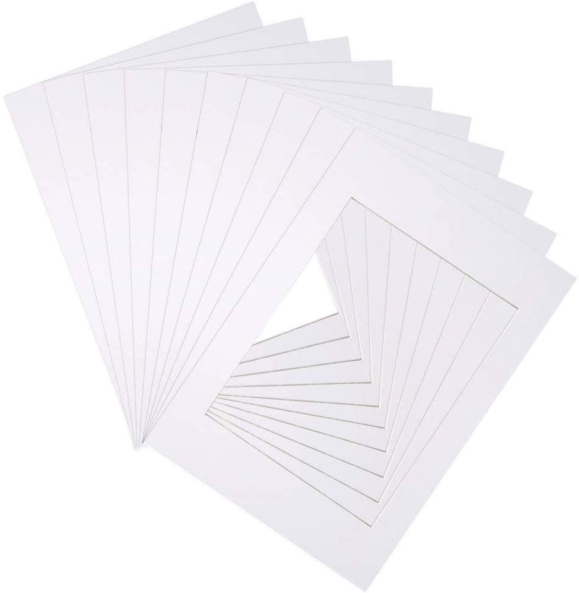 Dailygoods- Fotomatten Set van 10 - A3 Fotomatten - Wit Papier - Rectangulaire Fotomatten - Schilderkunst/Foto's - 1-1.1mm Dikte - Fotolijsten