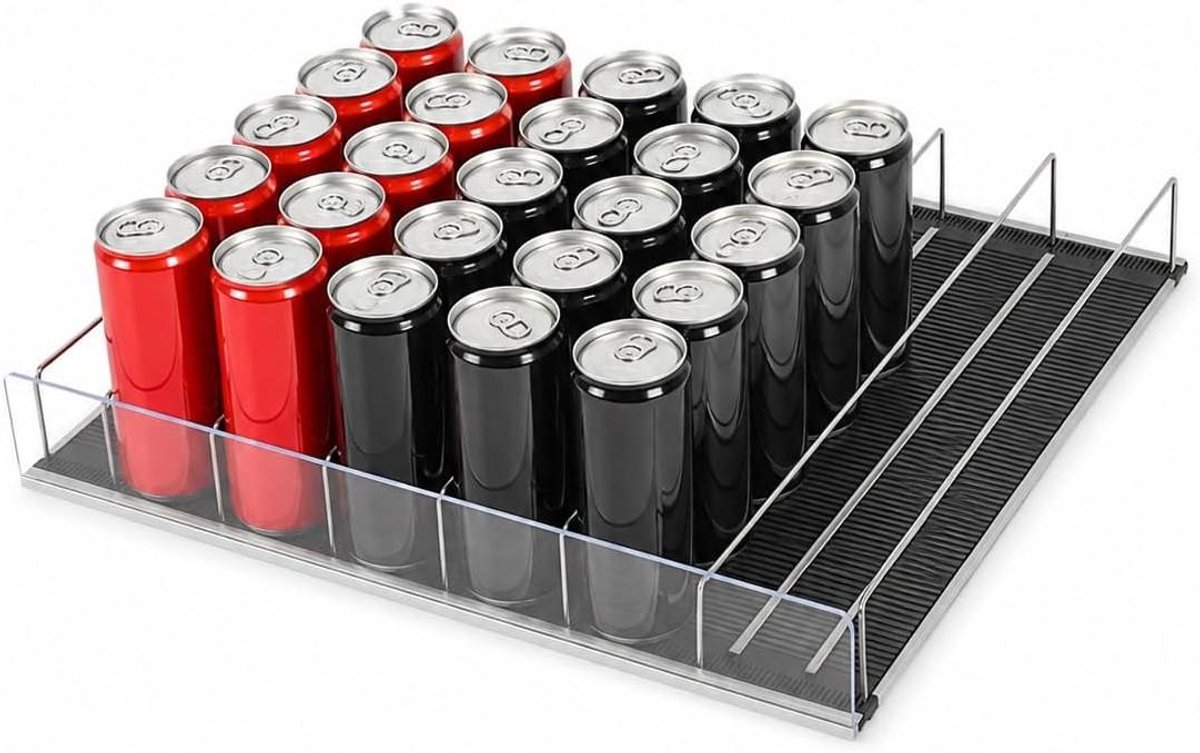 Drank Organizer - Rolbakje Flessen - Koelkast Ordenen - Automatische Voorwaartse Beweging - 55x48 cm - Zwart