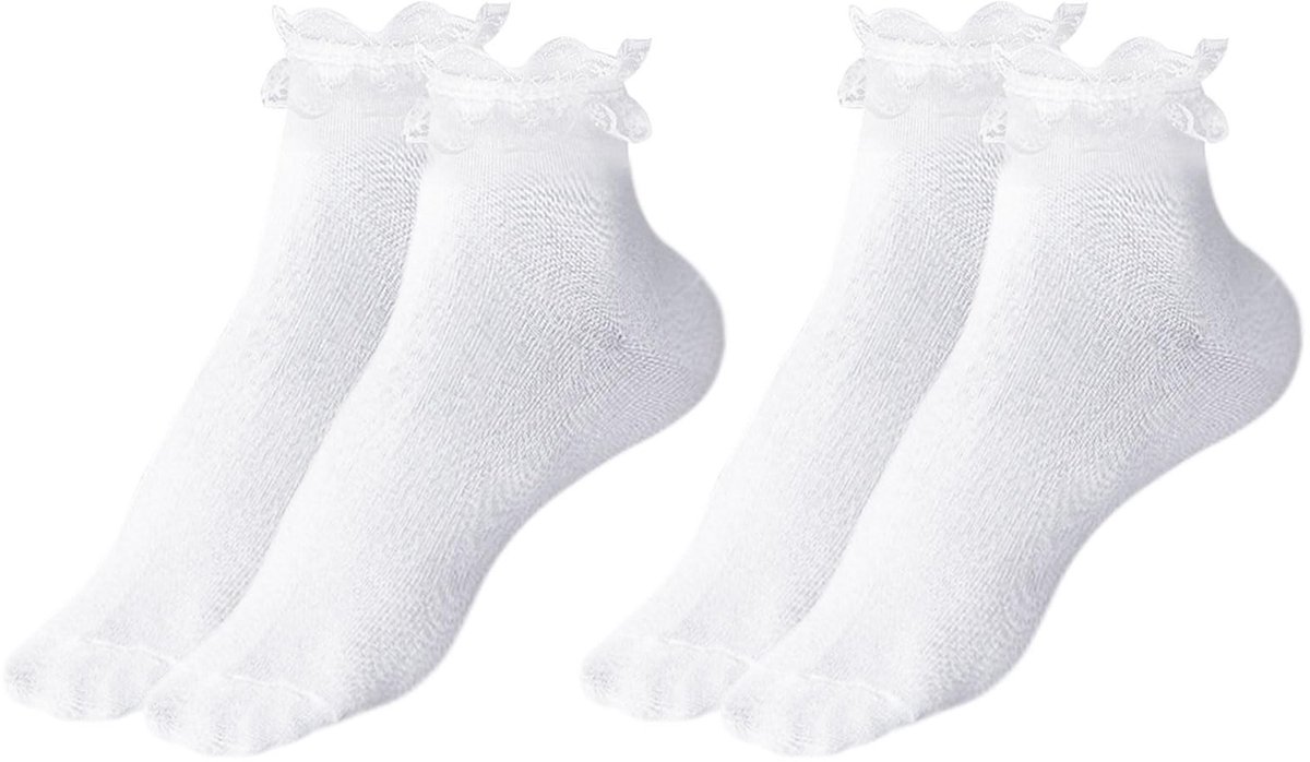 Dailygoods- Sokken met Ruches - Damessokken - Enkelsokken - Schattige Sokken - Balletsokken - 2 Paar