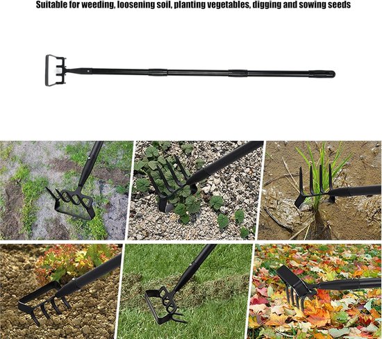 JHUBERS- Tuinhark met comfortabele grip - Roestvrij staal - Praktisch - Eenvoudig te gebruiken - 3 secties - Ideaal voor planten van groenten - Onkruidbestrijdingshark van Jhubers — afbeelding 5