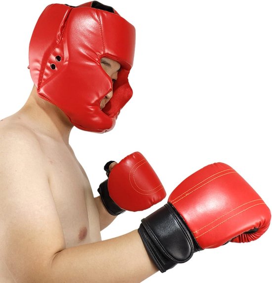 Sport Hoofdbescherming - Sport helm - Intensieve training - Volledige gelaatsbedekking - Verstelbaar - Rood