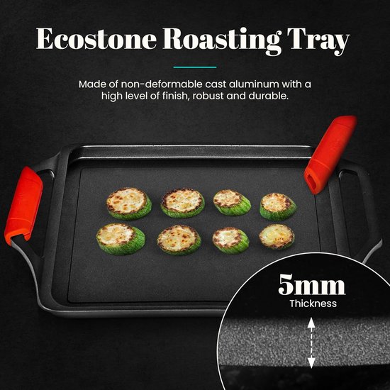 SNJY® Grillplaat Inductie - Bakplaat Inductie - Grill Apparaat - Aluminium Pan - 43 x 25 cm - Zwart — afbeelding 2