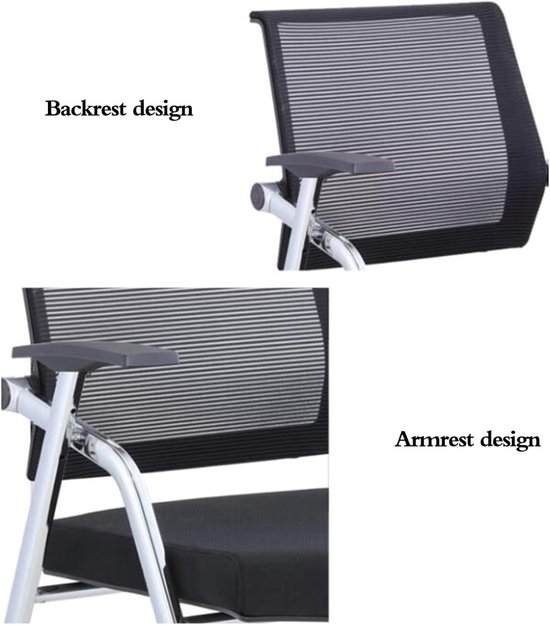 Opvouwbare Stoel - Trainingsstoel Vergaderstoel - Ruimte Besparen - Met Schrijfblok - 49 x 59 x 87 cm - Grijs — afbeelding 5