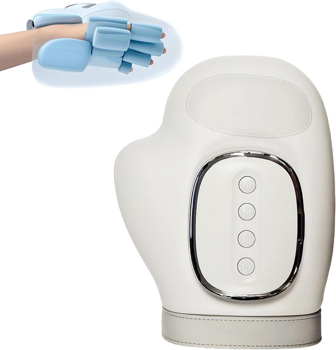 Handmassageapparaat - Vingermassager - Ontspanning Handen - Intelligente Warmte Compressie - 2000 mAh Batterij - Zwart