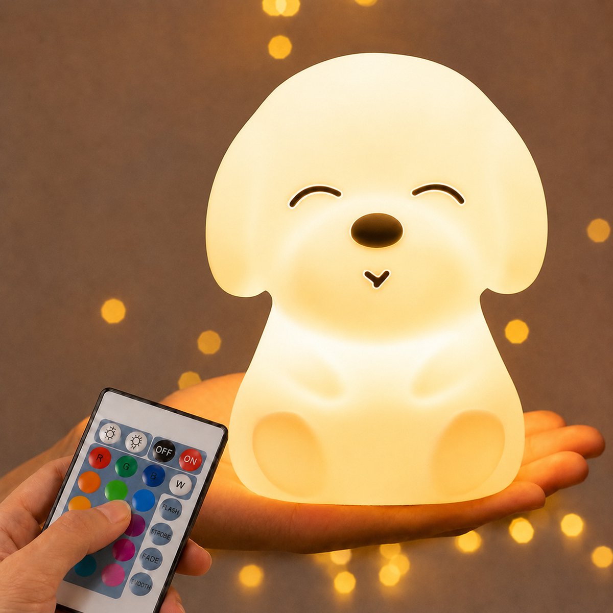 Sercano Kinder Nachtlampje - Baby LED Slaaplampje met Afstandsbediening - Kindveilig - 16 Kleuren & Dimbaar - Tot 10 uur - Oplaadbaar (1200mAh)