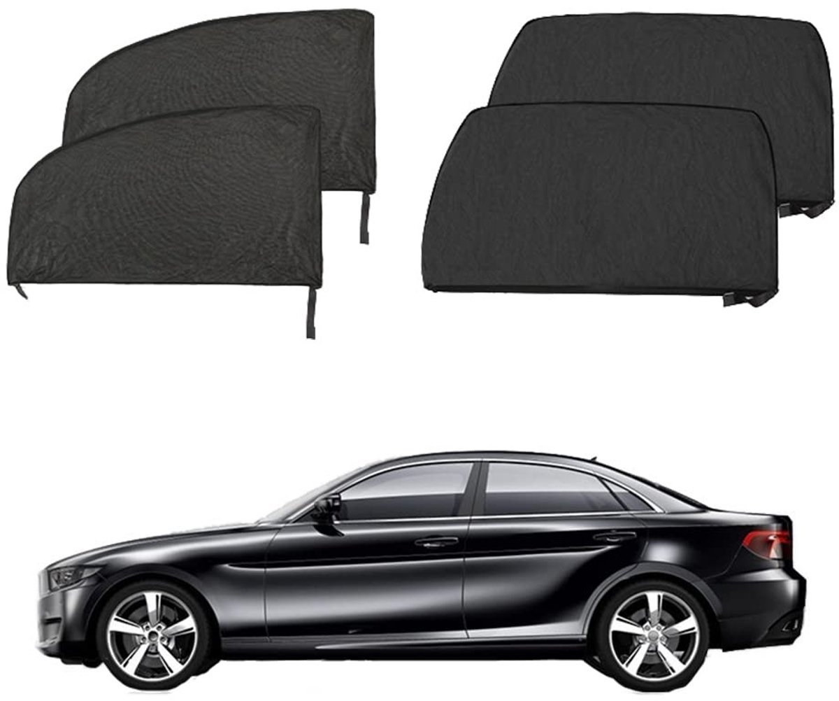 Dailygoods- Zonwering Auto - 4-delige Autoparasols - Bescherming voor Kinderen/Huisdieren - Ademend Nylon - Eenvoudig te Installeren - Autoparasol